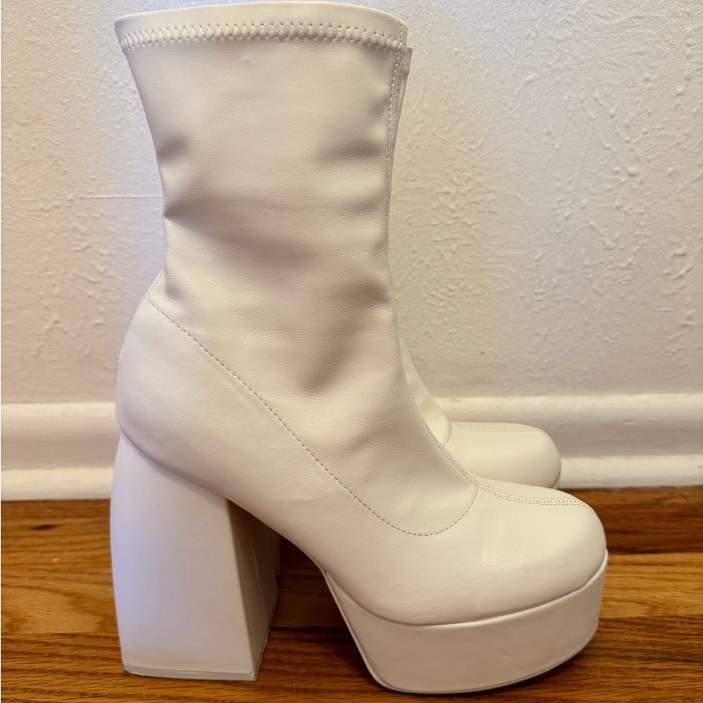 White platform boots